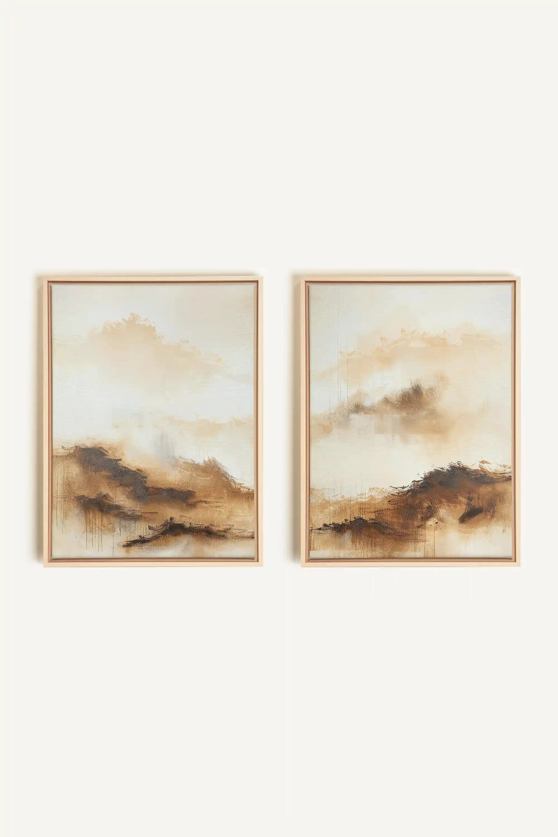 AMBER WAVES DUO, 2 Artworks on stretched canvas, framed Natural Light