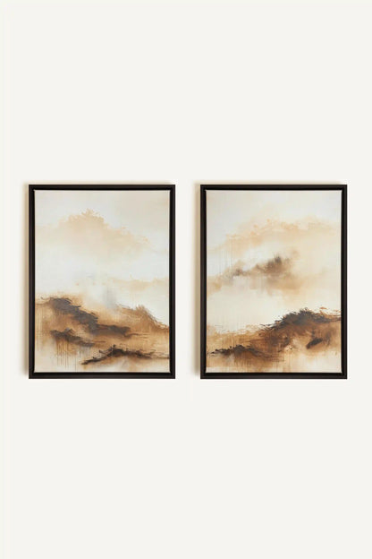 AMBER WAVES DUO, 2 Oeuvres sur toile étirée, encadré Noir