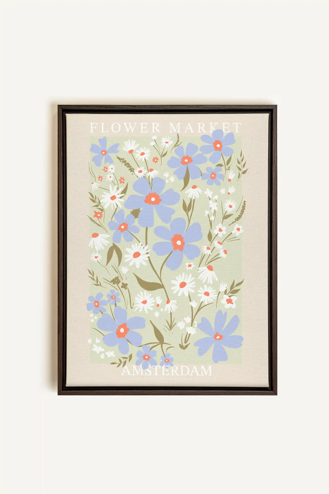 AMSTERDAM BLOOM, Artwork on stretched canvas, framed in Walnut Brown