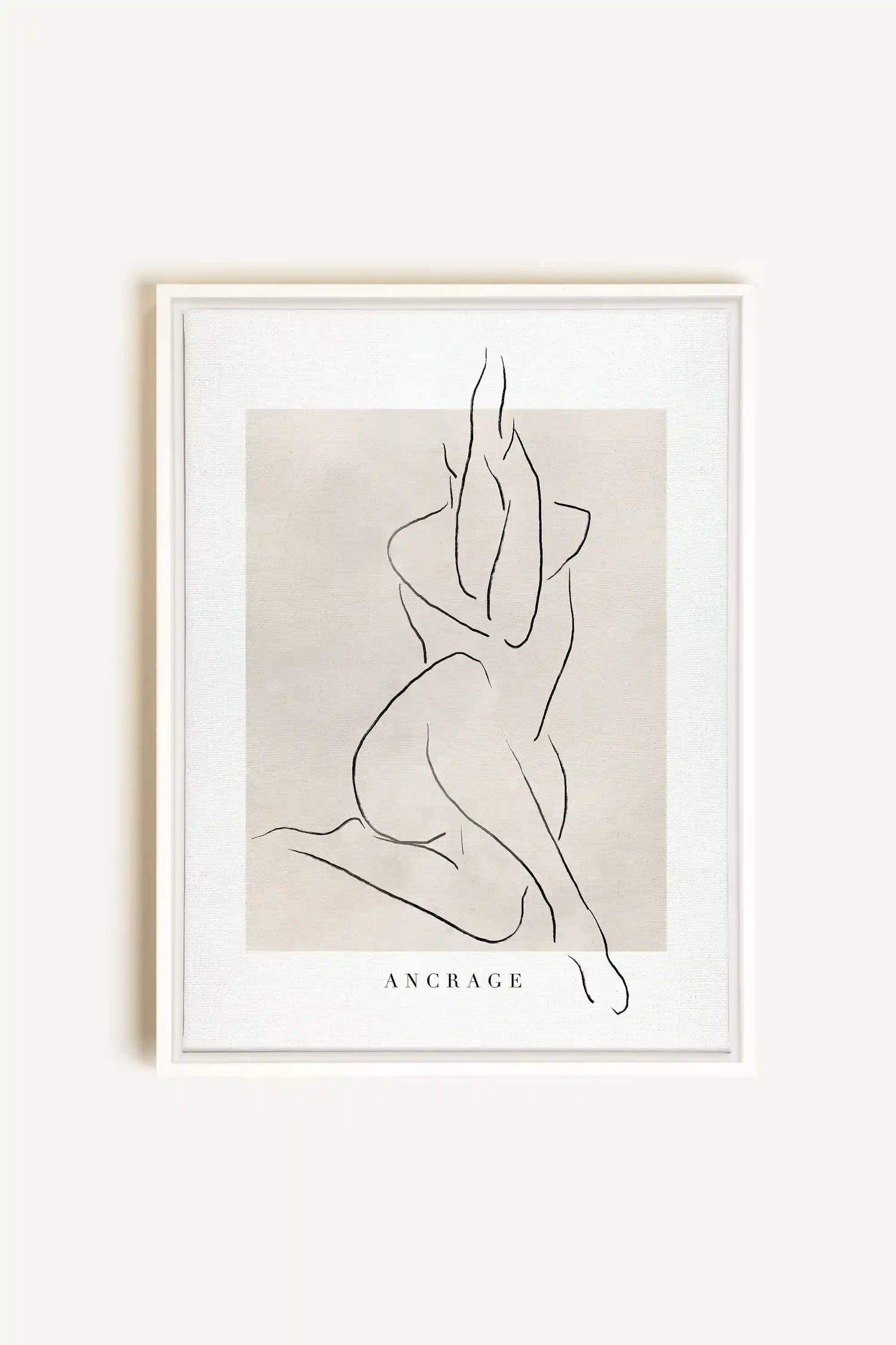 ANCRAGE, Oeuvre sur toile étirée, encadré Blanc