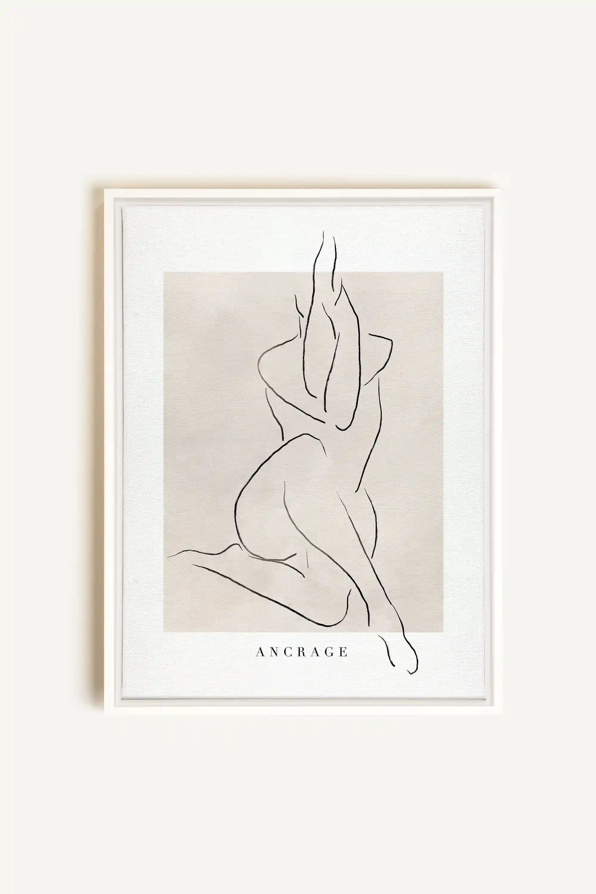 ANCRAGE, Oeuvre sur toile étirée, encadré Blanc