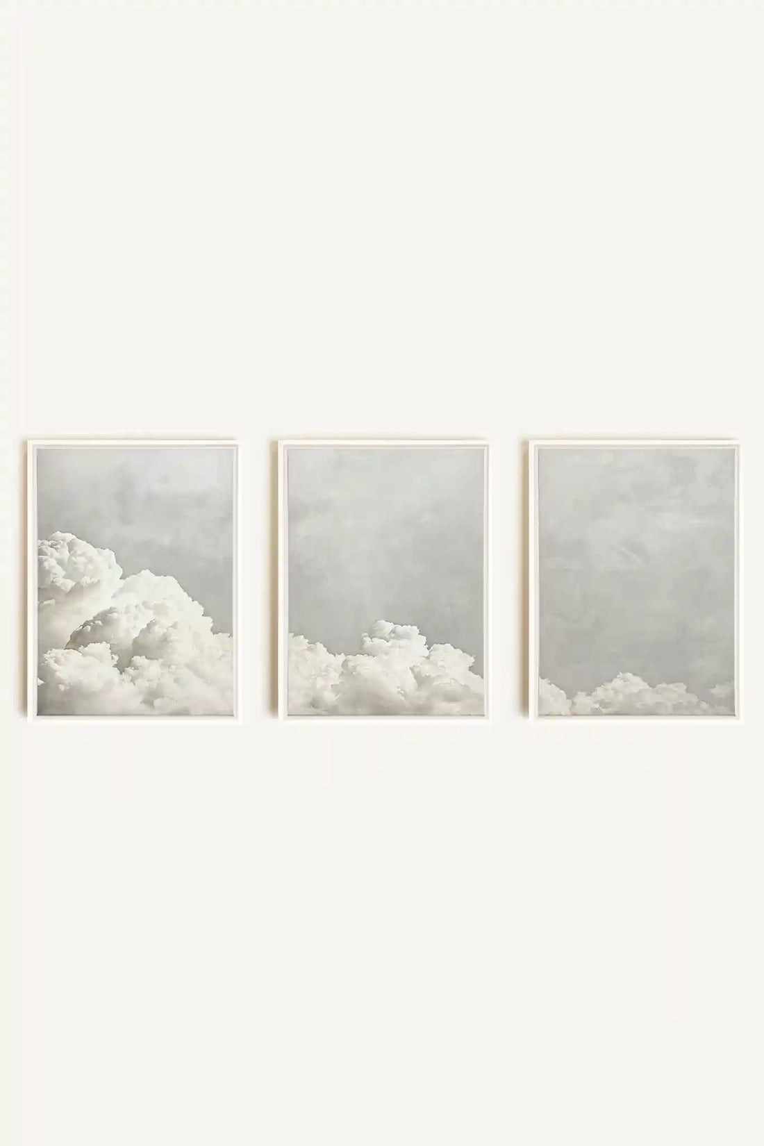 ANTIQUE CLOUDSCAPE TRIO, 3 Works on stretched canvas, framed in white