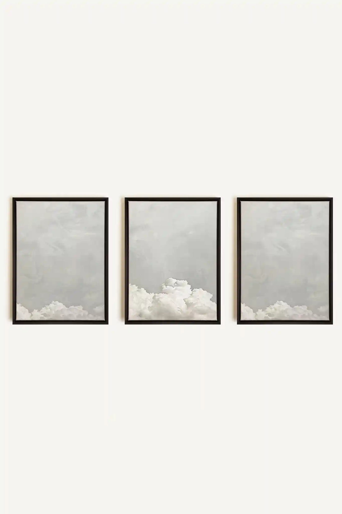 ANTIQUE CLOUDSCAPE TRIO, 3 Works on stretched canvas, black framed