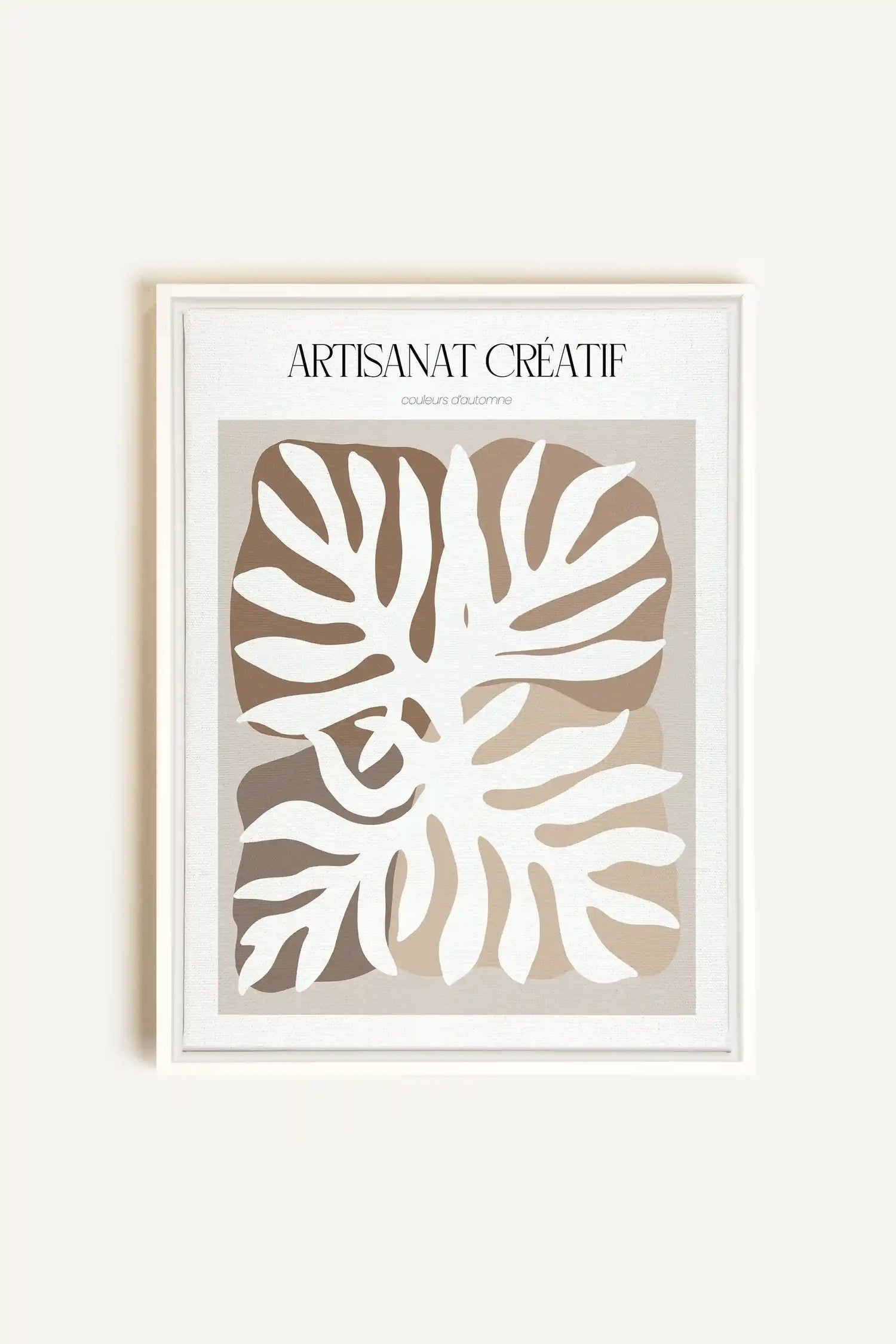 ARTISANAT CRÉATIF, Oeuvre sur toile étirée, encadré Blanc