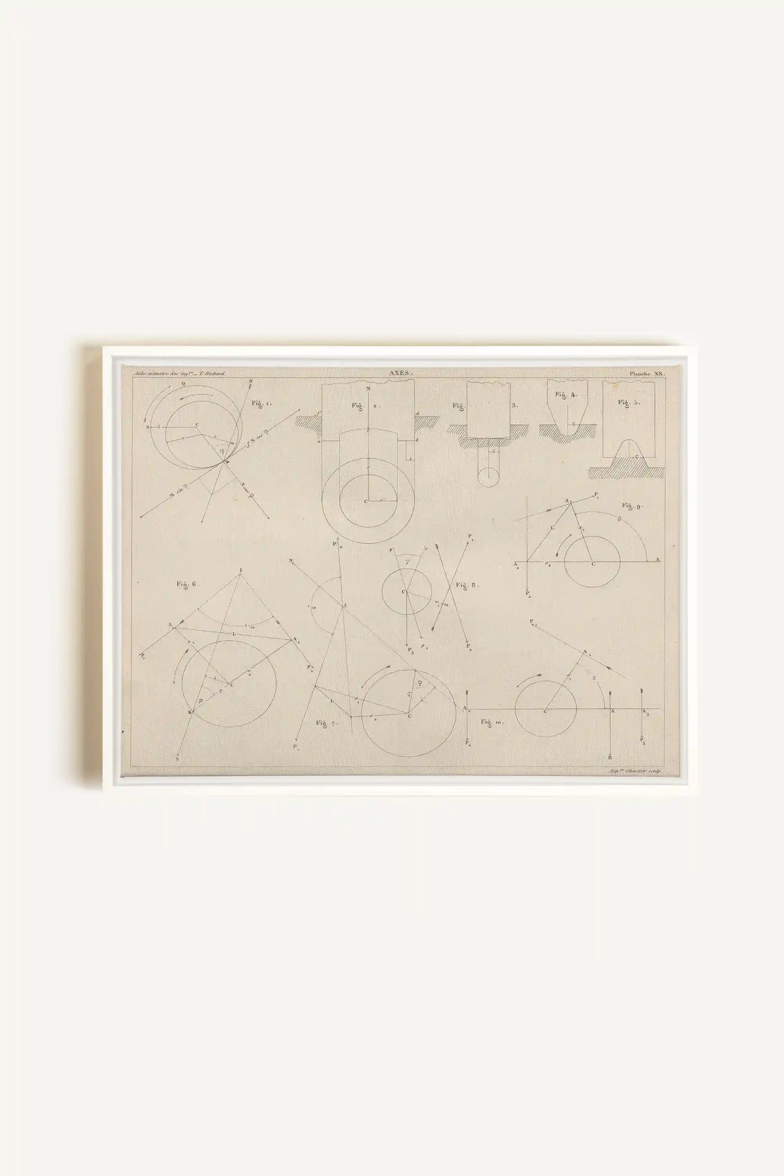 AU COEUR DES AXES, Oeuvre sur toile étirée, encadré Blanc