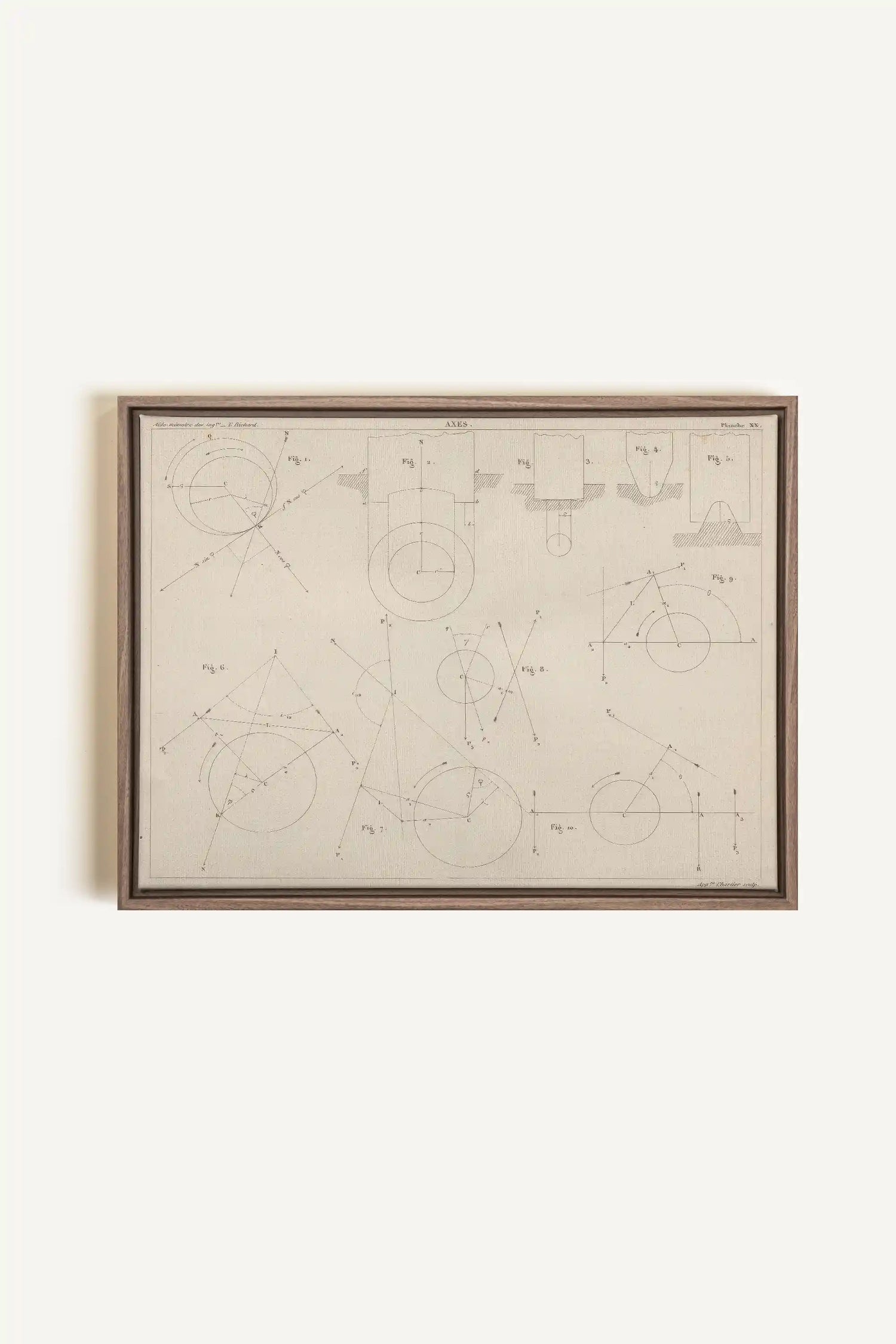 AU COEUR DES AXES, Oeuvre sur toile étirée, encadré Brun Chêne