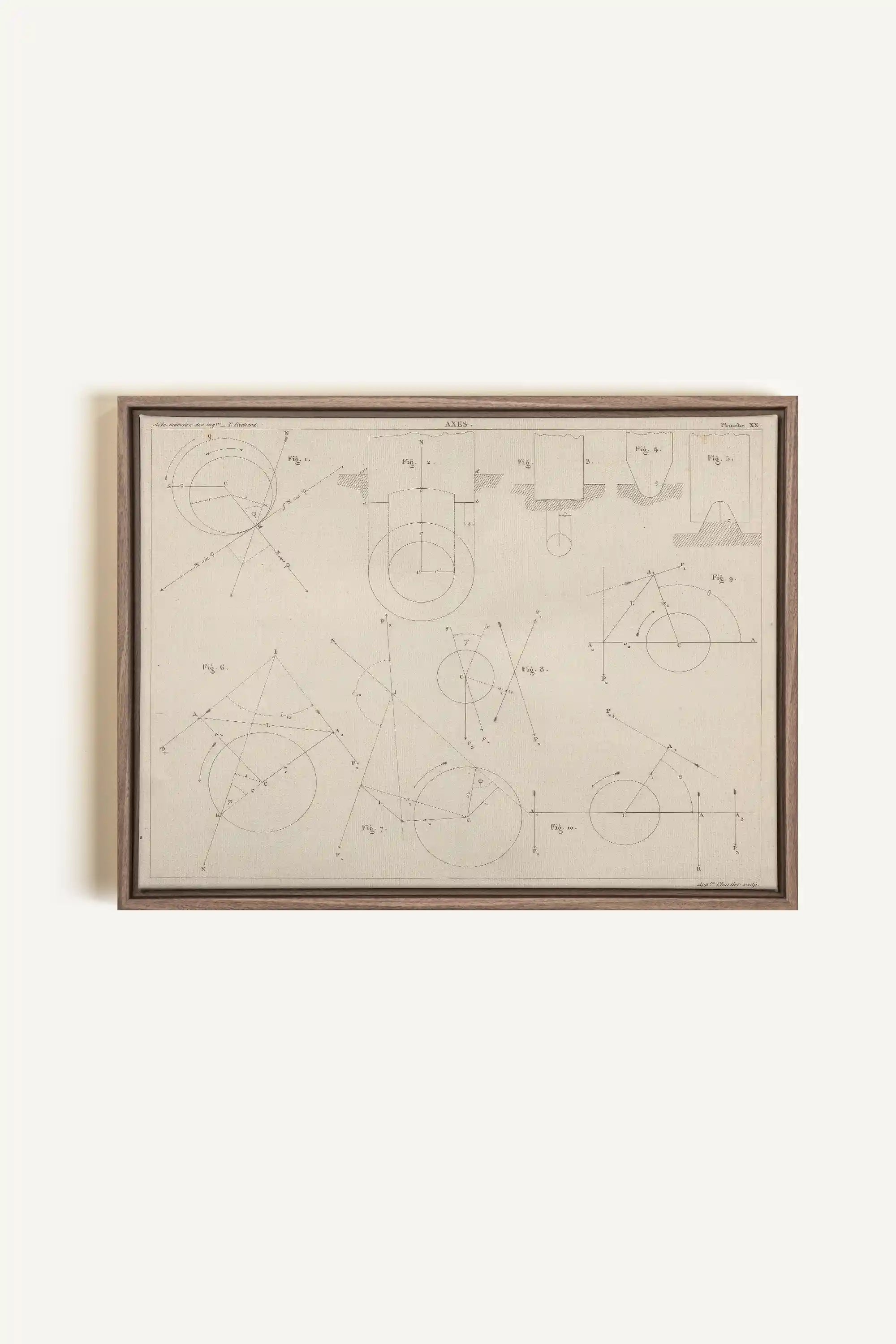 AU COEUR DES AXES, Oeuvre sur toile étirée, encadré Brun Chêne