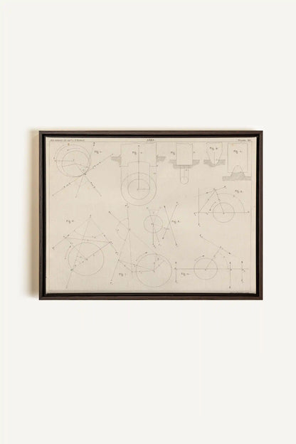 AU COEUR DES AXES, Oeuvre sur toile étirée, encadré Brun Noyer
