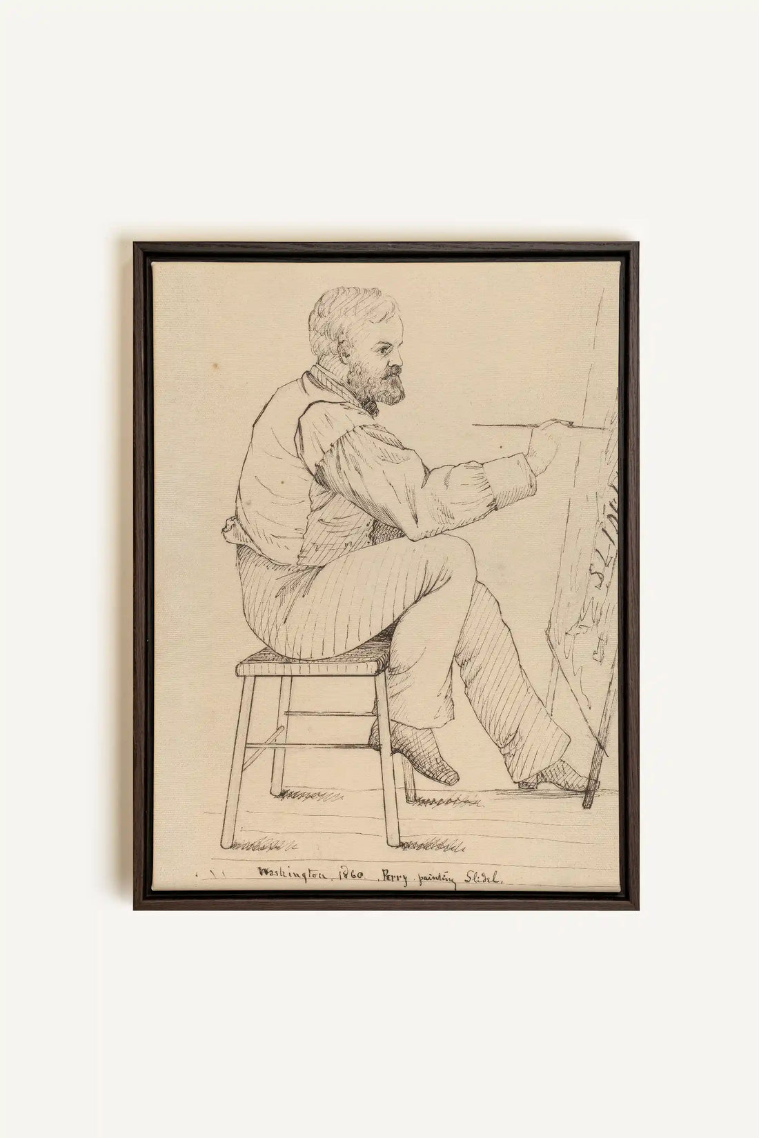 AU FIL DU TRAIT, Artwork on stretched canvas, framed in Walnut Brown