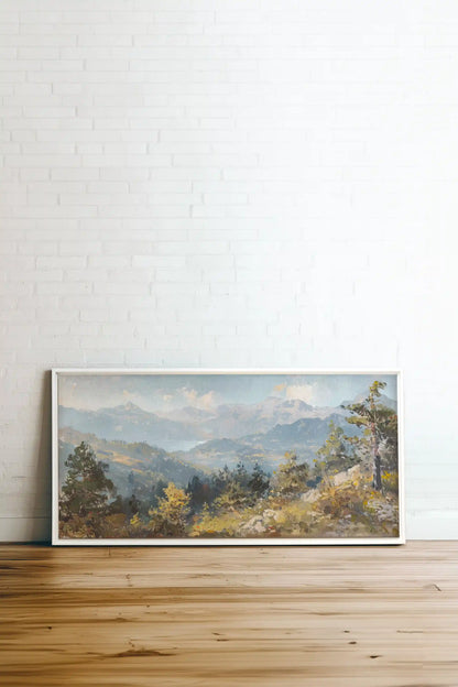Austrian Alpenglow, Oeuvre sur toile étirée, encadré Blanc
