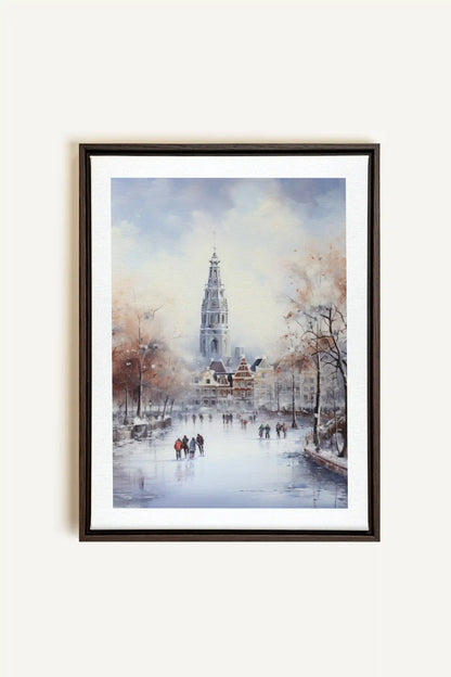 Azure Rink, Oeuvre sur toile étirée, encadré Brun Noyer