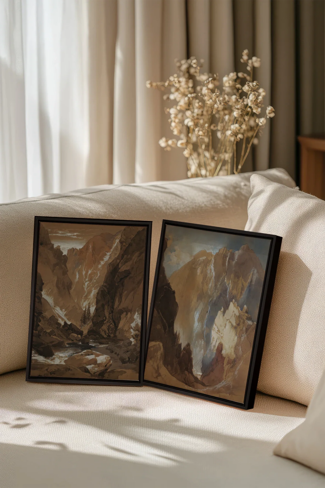 AMBER RIFT DUO, 2 Oeuvres sur toile étirée, encadré Noir