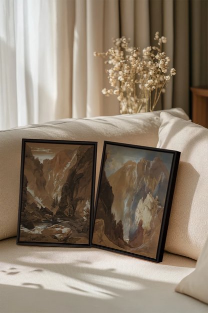 AMBER RIFT DUO, 2 Oeuvres sur toile étirée, encadré Noir