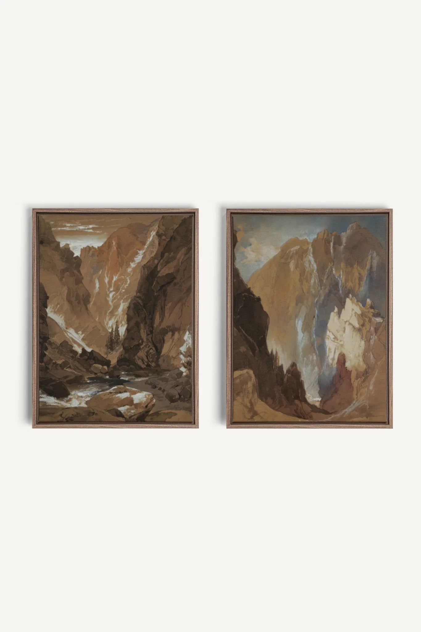 AMBER RIFT DUO, 2 Oeuvres sur toile étirée, encadré Brun Chêne