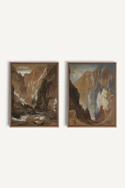 AMBER RIFT DUO, 2 Oeuvres sur toile étirée, encadré Brun Chêne