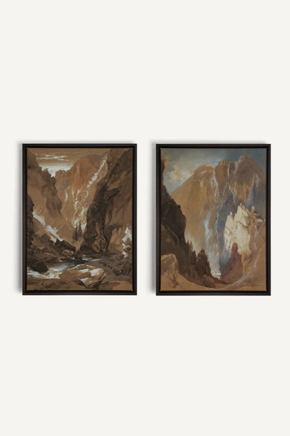 AMBER RIFT DUO, 2 Oeuvres sur toile étirée, encadré Noir