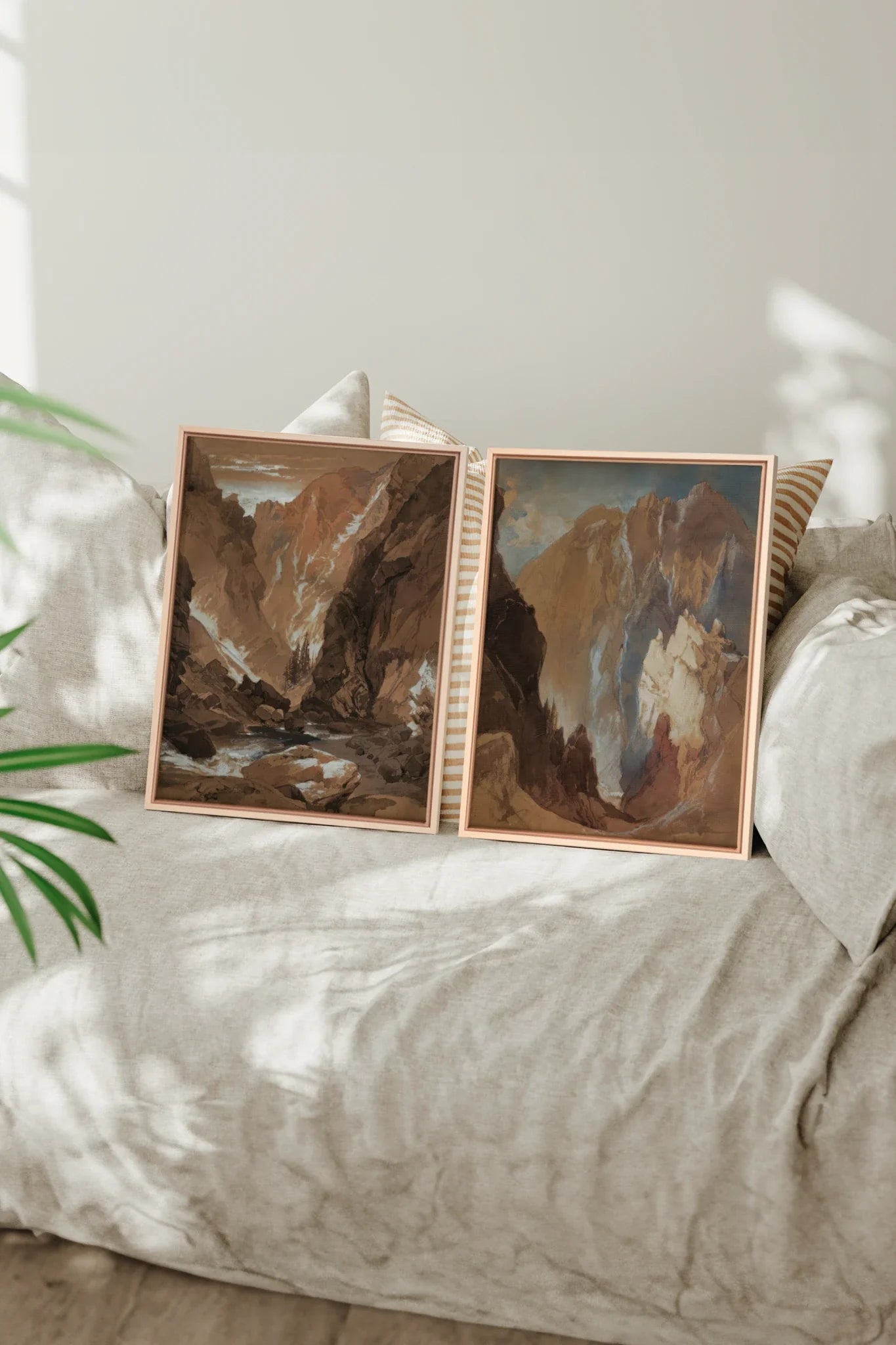 AMBER RIFT DUO, 2 Oeuvres sur toile étirée, encadré Naturel Clair