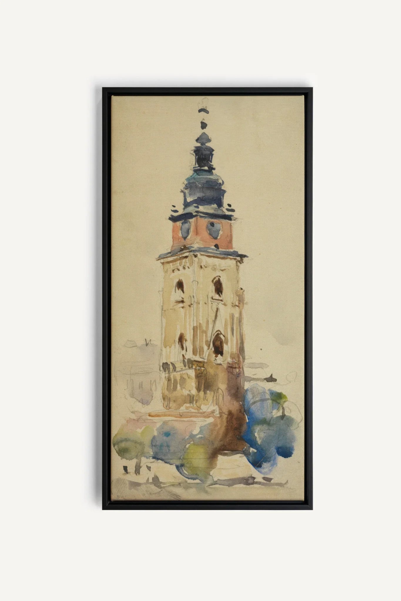 ANCIENT TOWER, Oeuvre sur toile étirée, encadré Noir