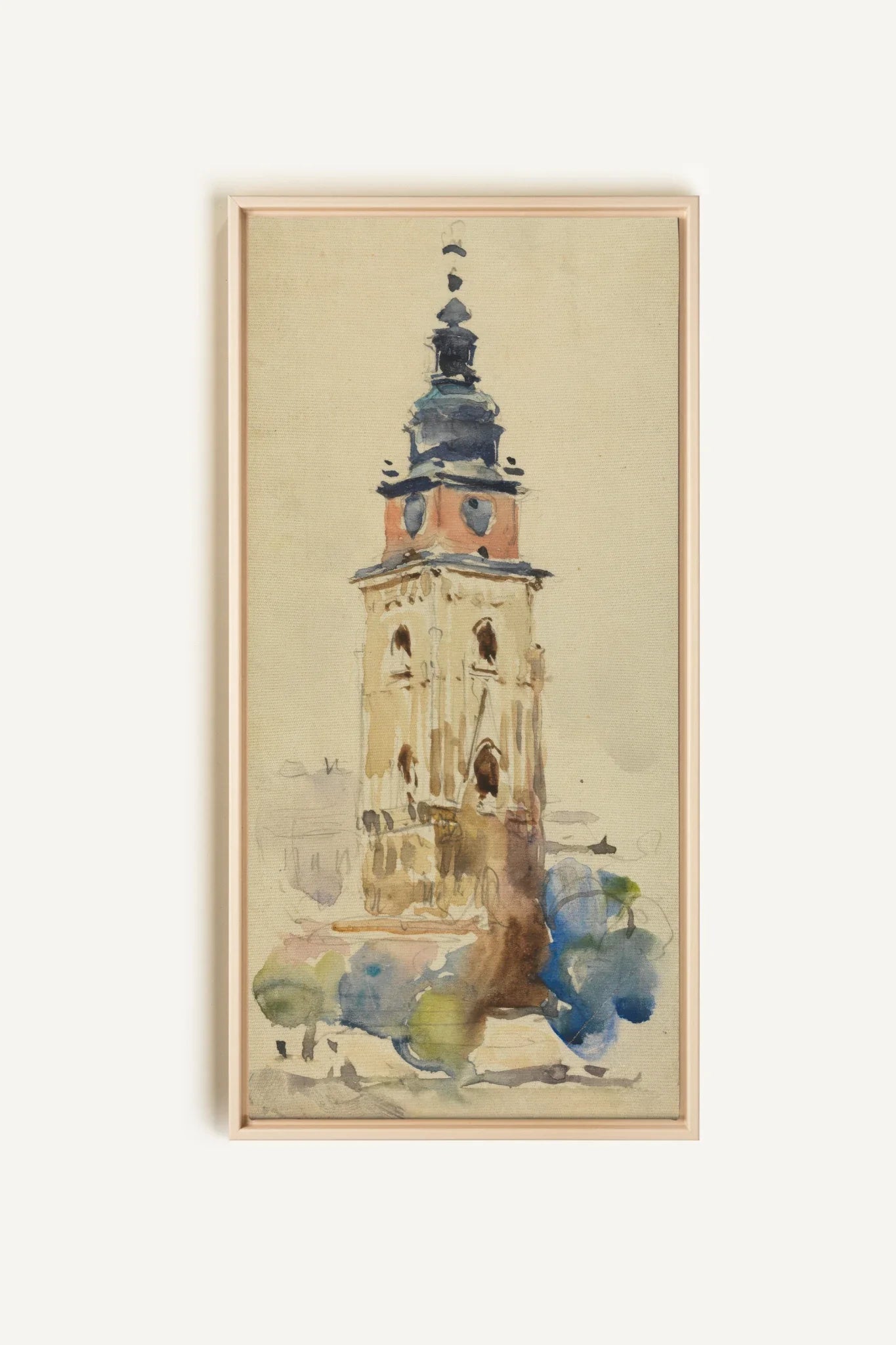 ANCIENT TOWER, Oeuvre sur toile étirée, encadré Naturel Clair
