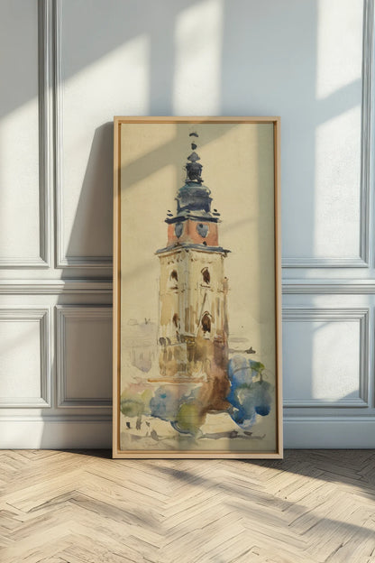 ANCIENT TOWER, Oeuvre sur toile étirée, encadré Naturel Clair