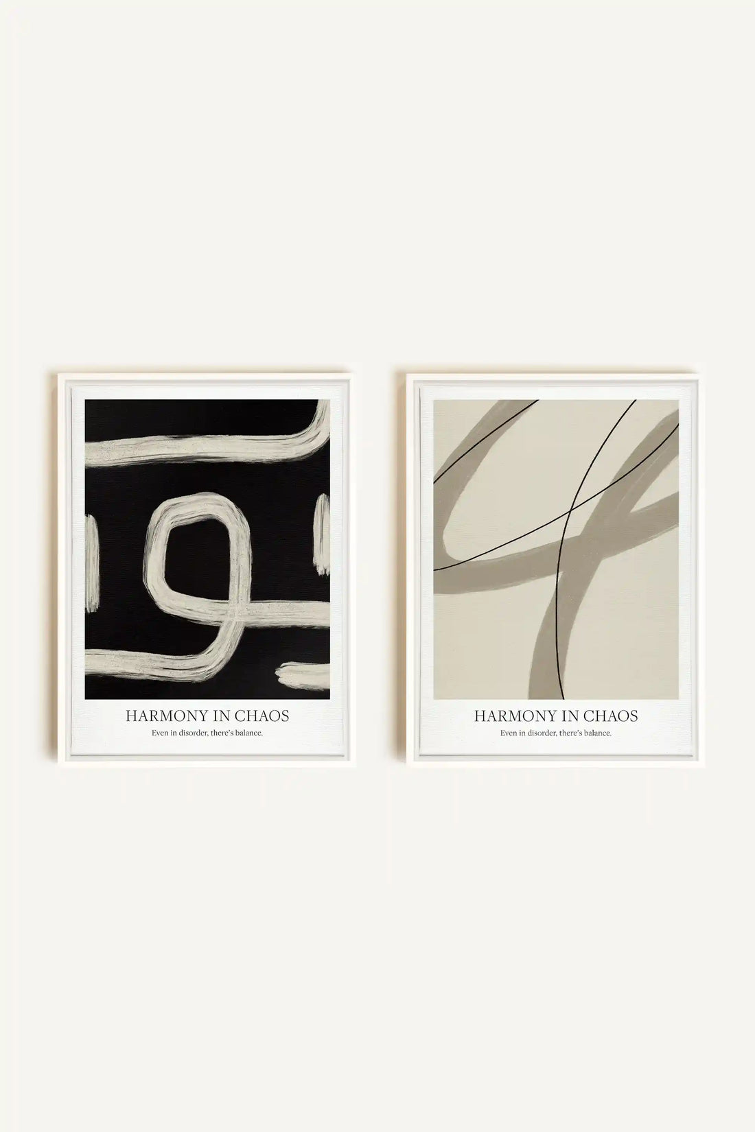 BALANCED FLOW DUO, 2 Works on stretched canvas, framed in white