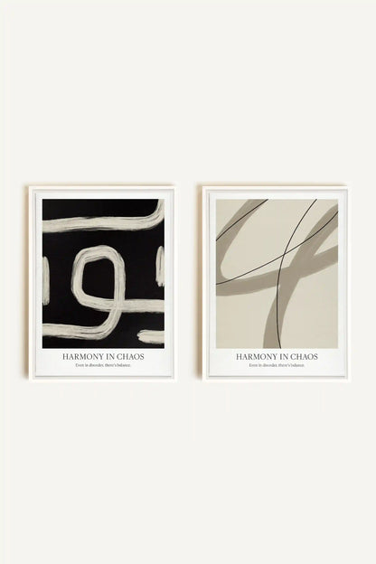 BALANCED FLOW DUO, 2 Oeuvres sur toile étirée, encadré Blanc