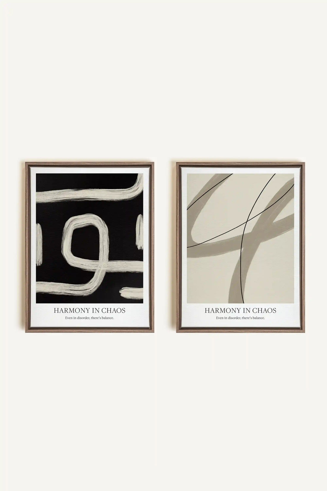BALANCED FLOW DUO, 2 Oeuvres sur toile étirée, encadré Brun Chêne