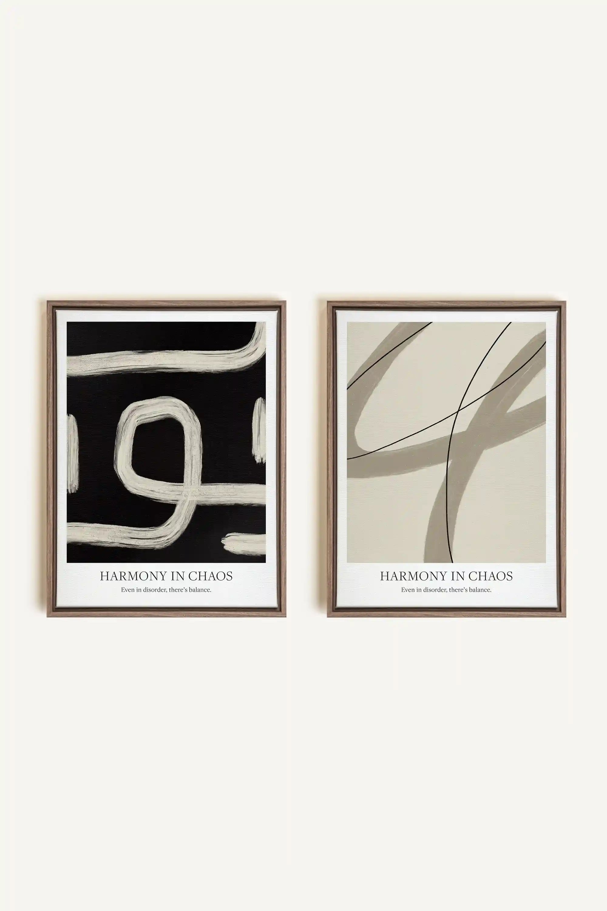 BALANCED FLOW DUO, 2 Oeuvres sur toile étirée, encadré Brun Chêne