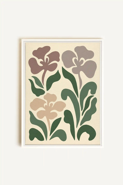 BEIGE PETALS, Oeuvre sur toile étirée, encadré Blanc