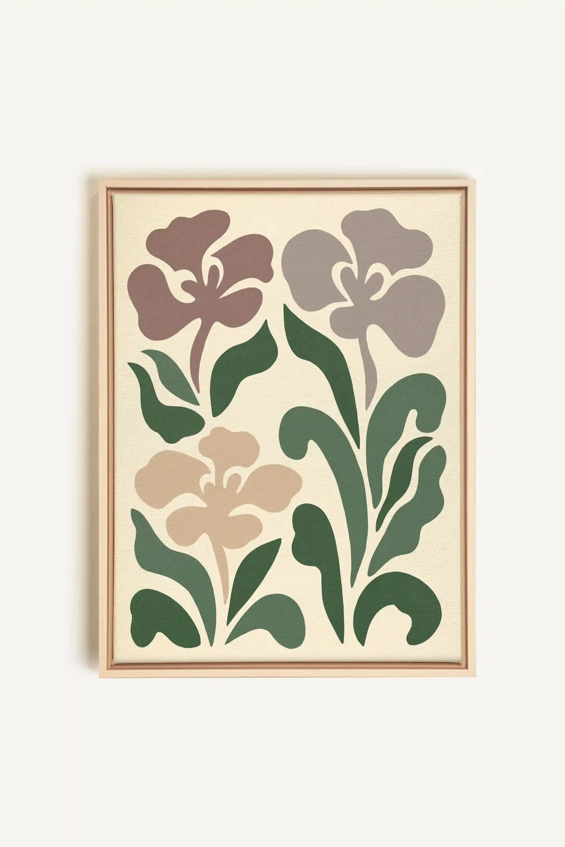 BEIGE PETALS, Artwork on stretched canvas, framed Natural Light