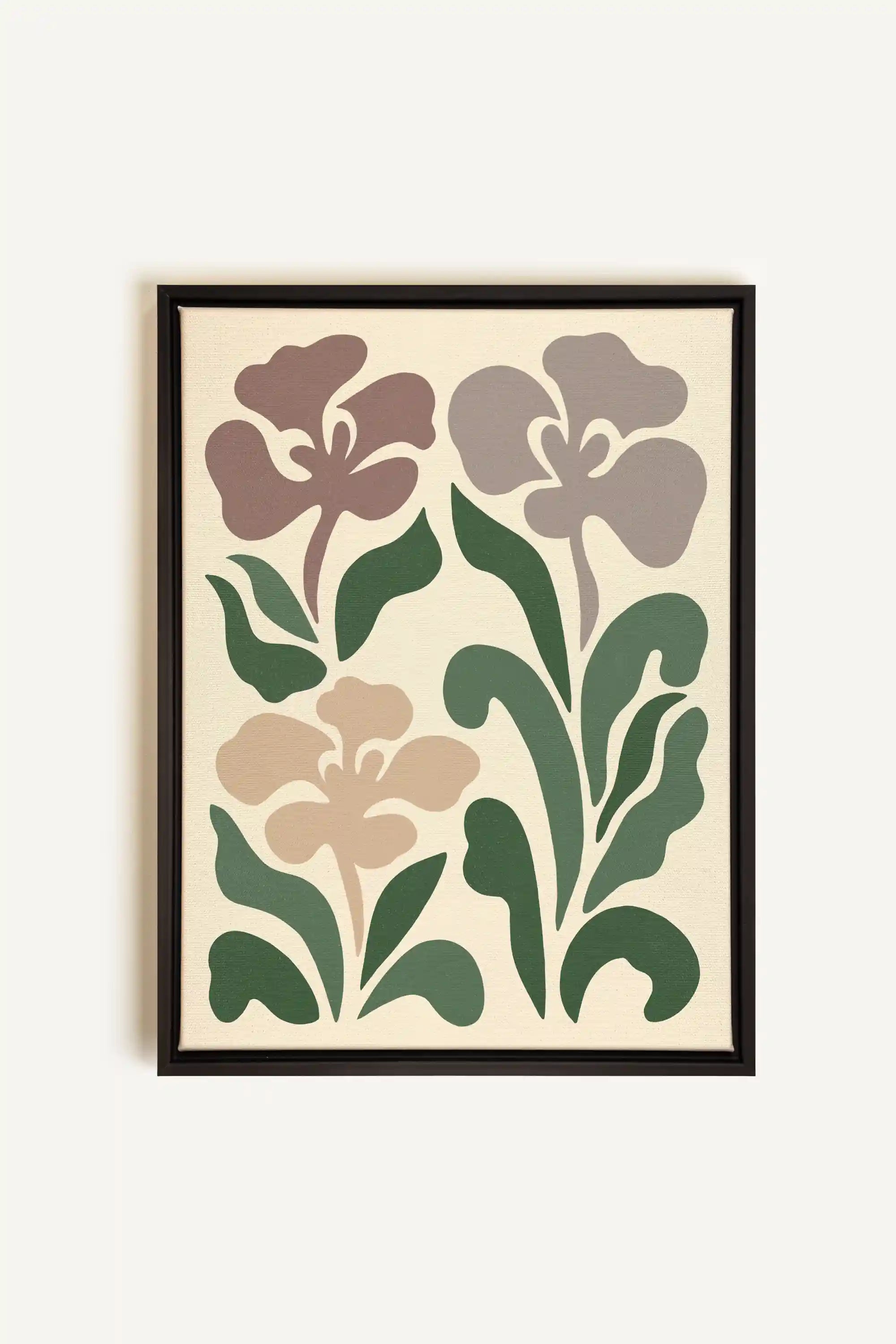BEIGE PETALS, Oeuvre sur toile étirée, encadré Noir
