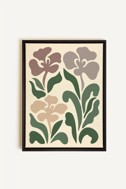 BEIGE PETALS, Oeuvre sur toile étirée, encadré Noir