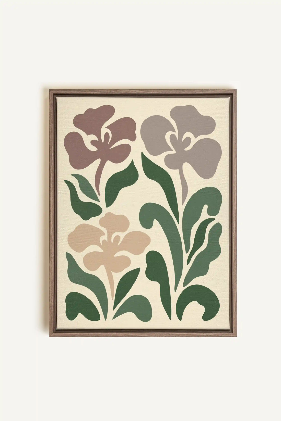 BEIGE PETALS, Oeuvre sur toile étirée, encadré Brun Chêne