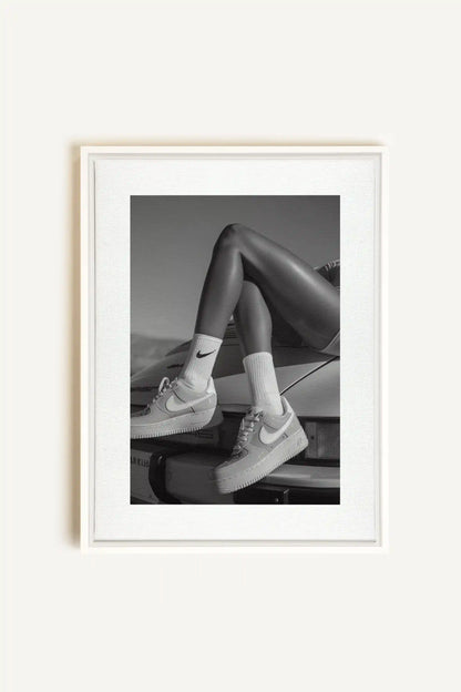 BLACK &amp; WHITE BLISS, Oeuvre sur toile étirée, encadré Blanc