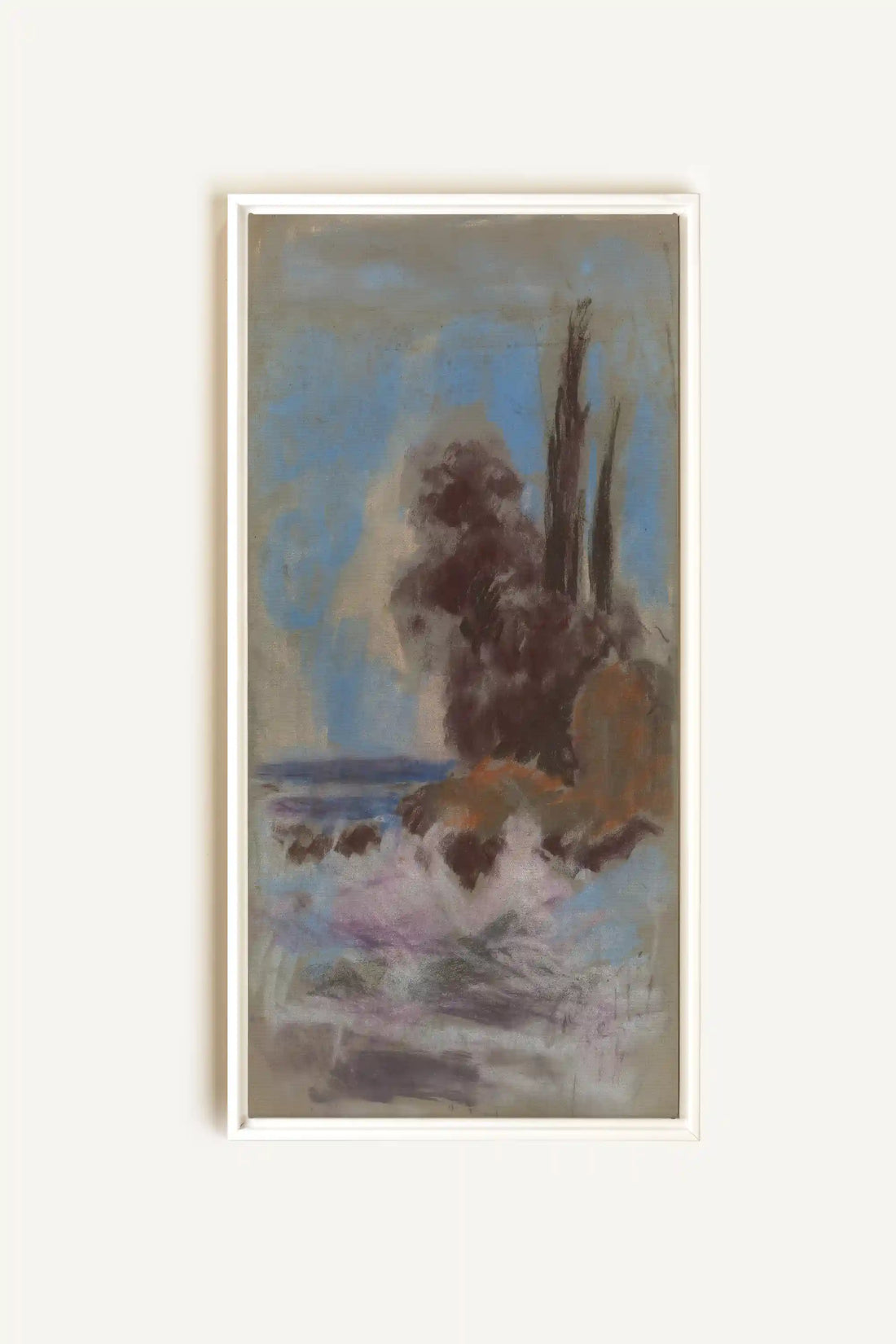 BLEU FOSSILE, Oeuvre sur toile étirée, encadré Blanc