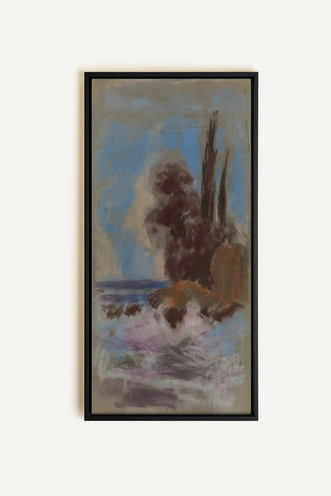 BLEU FOSSILE, Oeuvre sur toile étirée, encadré Noir
