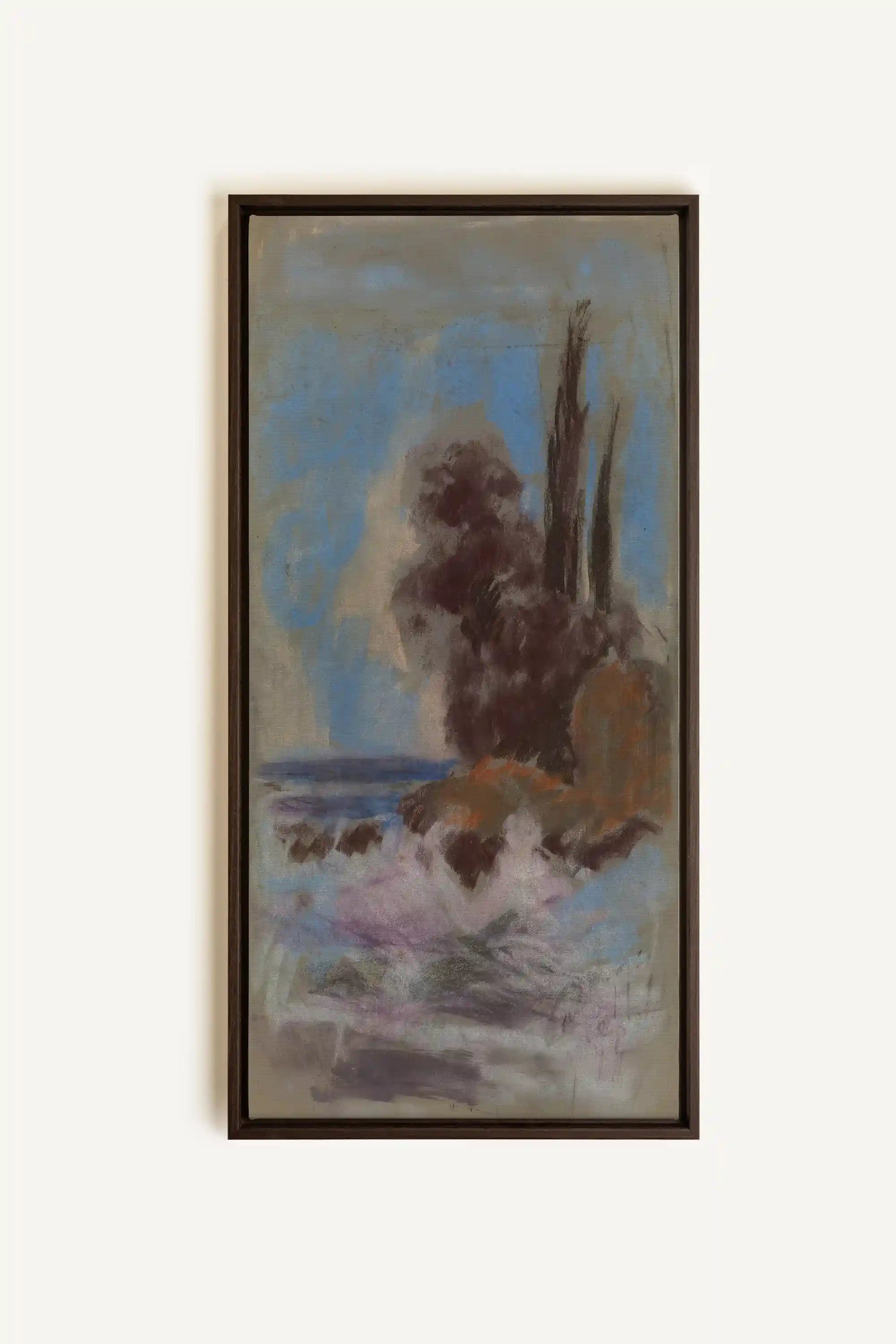 BLEU FOSSILE, Oeuvre sur toile étirée, encadré Brun Noyer