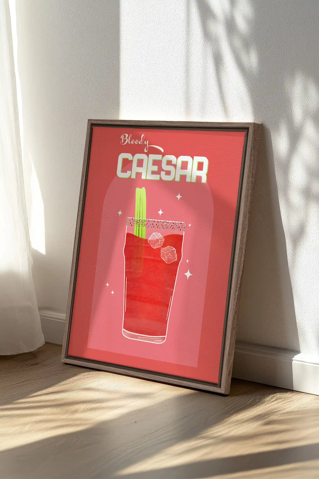 BLOODY CAESAR, Oeuvre sur toile étirée, encadré Brun Chêne