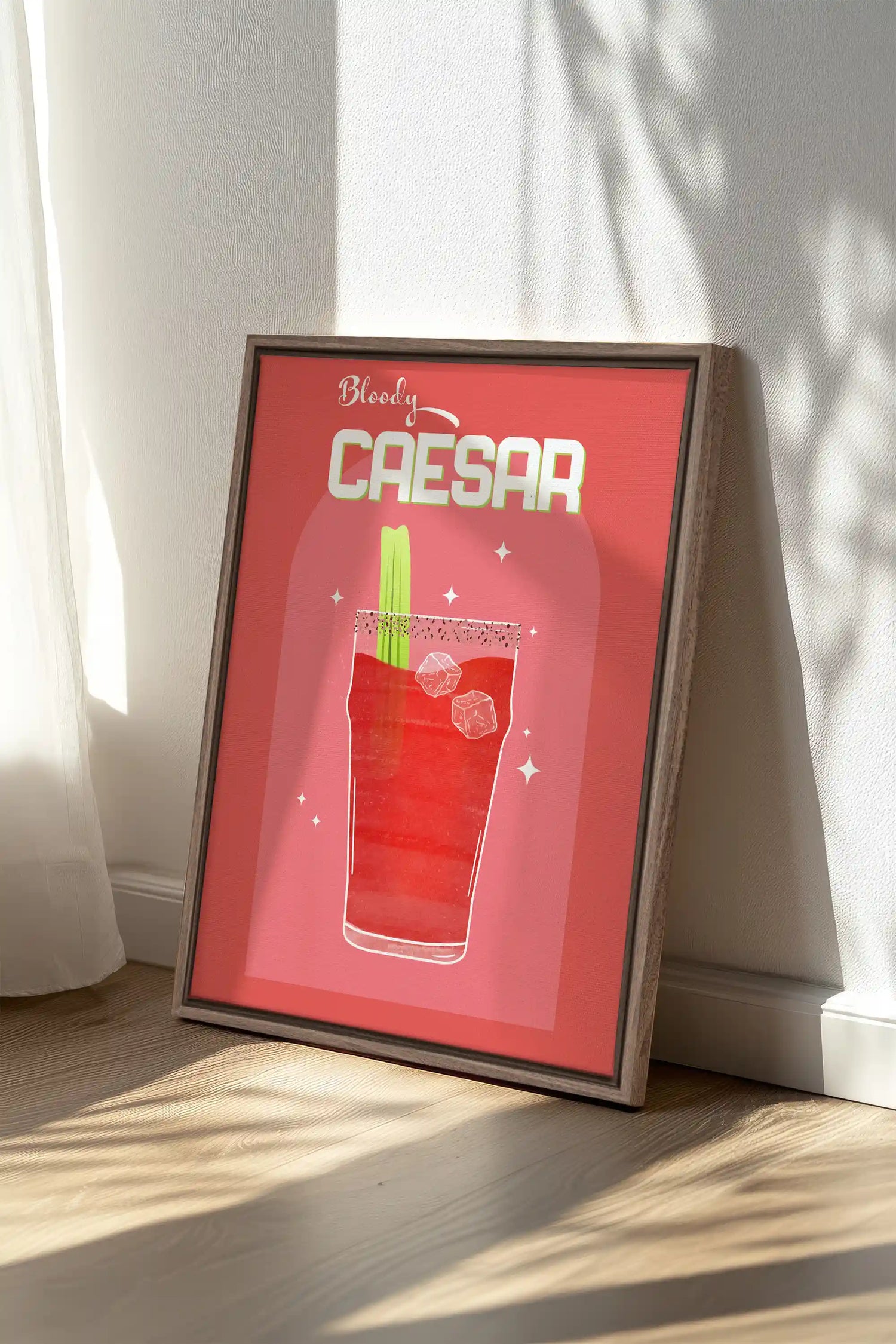 BLOODY CAESAR, Oeuvre sur toile étirée, encadré Brun Chêne