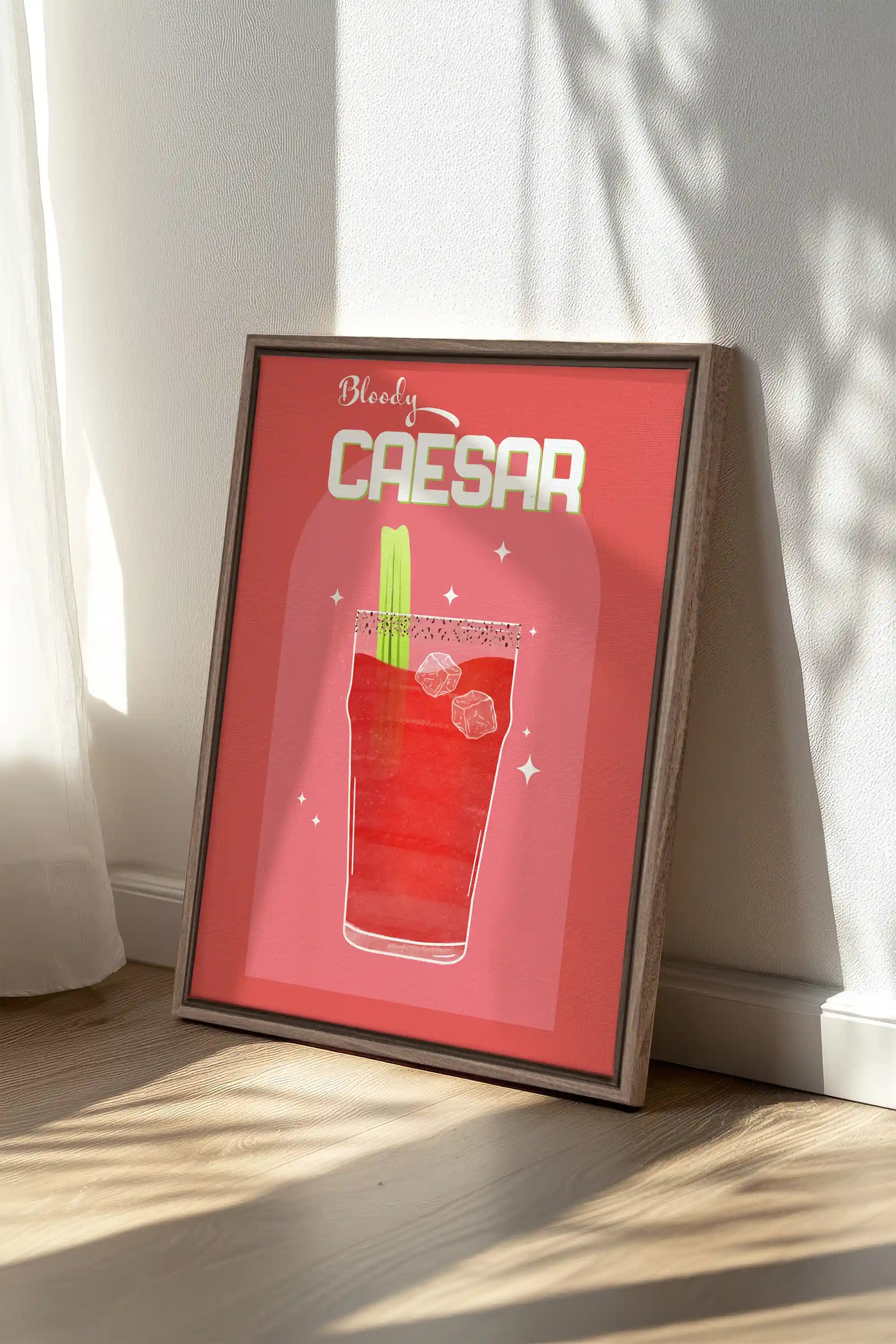 BLOODY CAESAR, Oeuvre sur toile étirée, encadré Brun Chêne