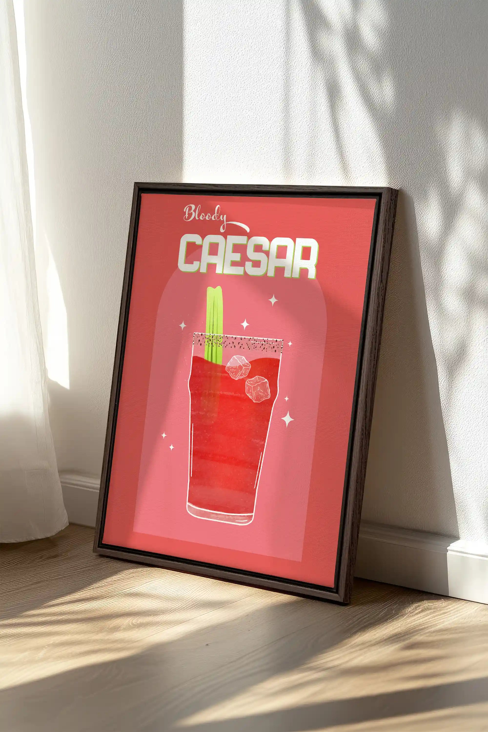 BLOODY CAESAR, Oeuvre sur toile étirée, encadré Brun Noyer
