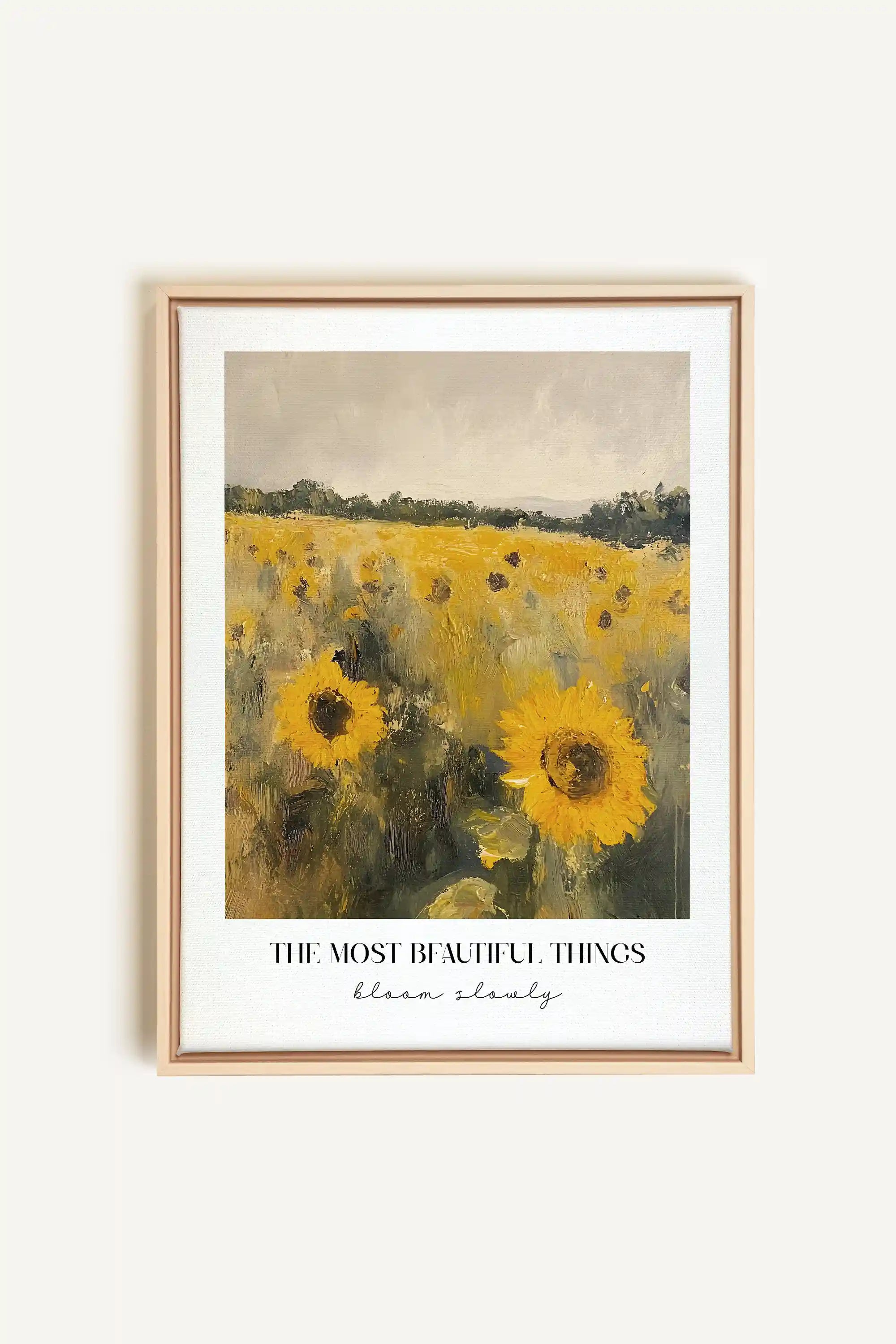 BLOOM SLOWLY, Oeuvre sur toile étirée, encadré Naturel Clair