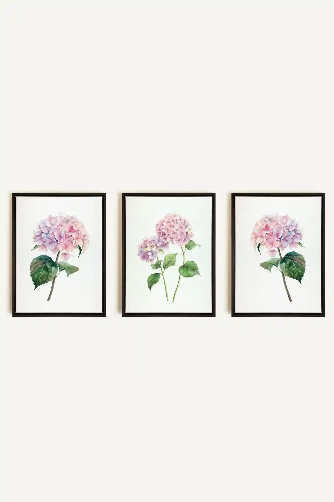 BLOSSOMING TRIO, 3 Oeuvres sur toile étirée, encadré Noir