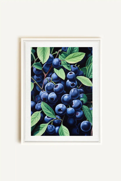 BLUEBERRY BLISS, Oeuvre sur toile étirée, encadré Blanc