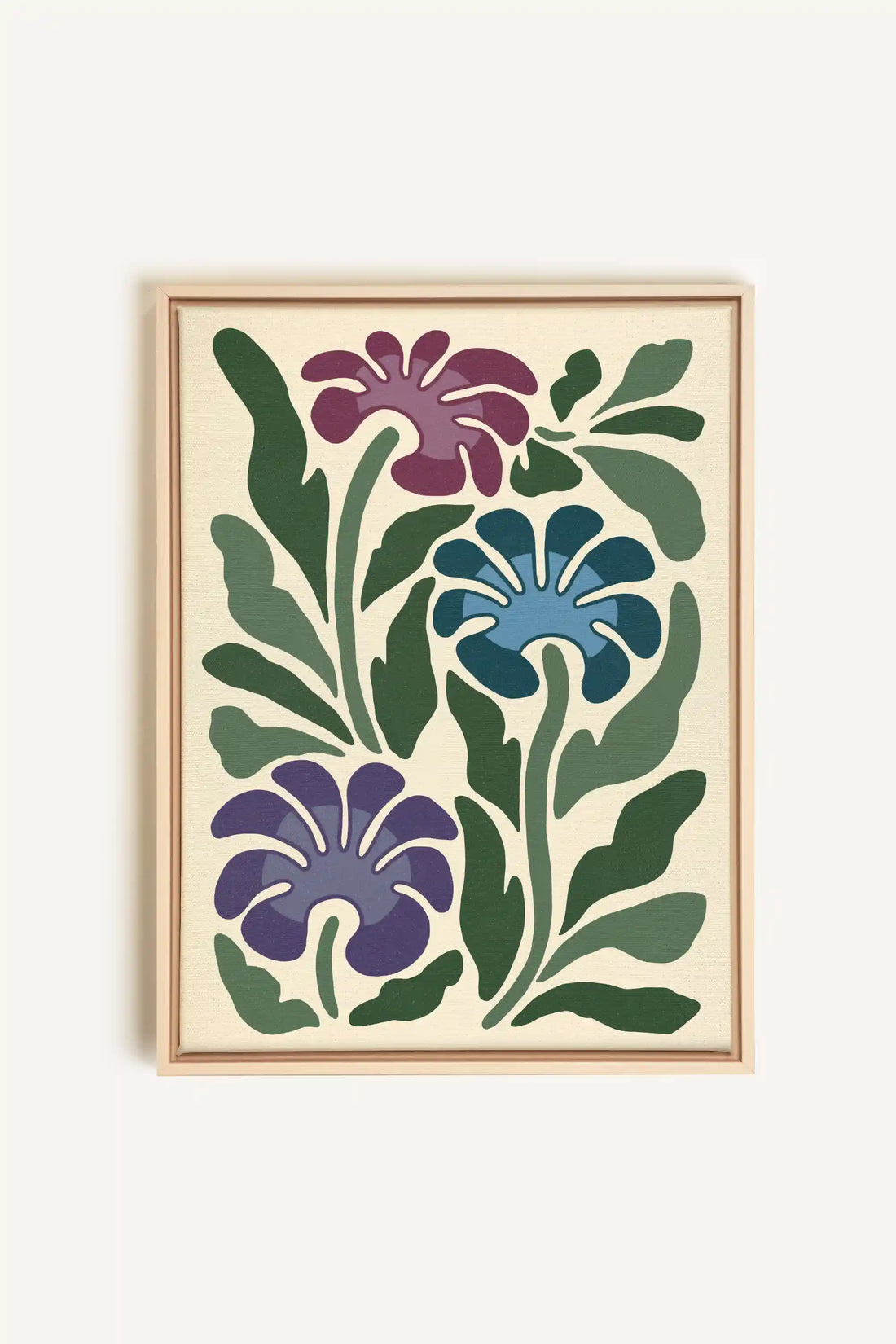 MYSTIC AZURE BLOOMS, Oeuvre sur toile étirée, encadré Naturel Clair