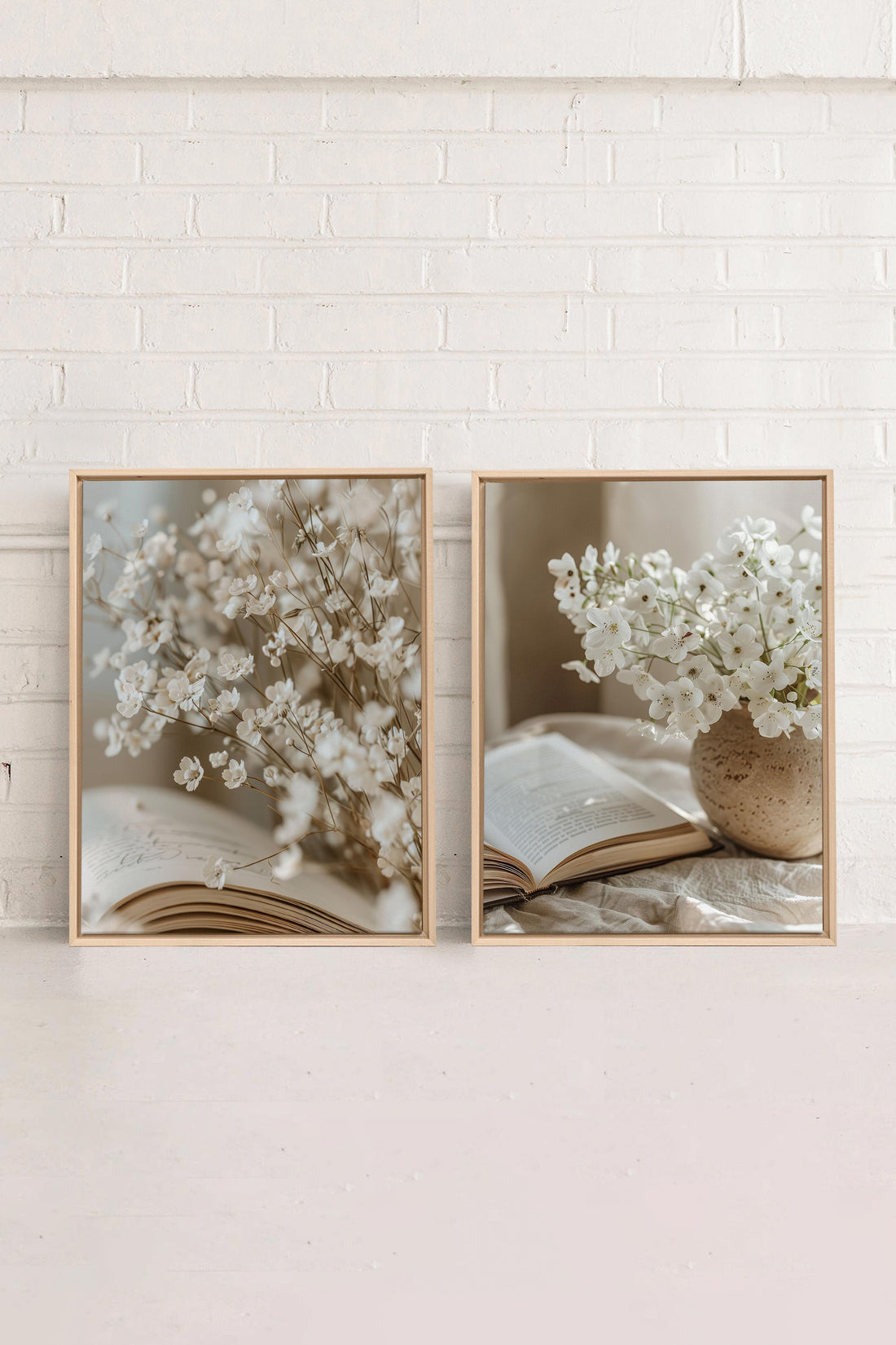 OLEKA CANVAS - TIMELESS BEAUTY DUO, 2 Oeuvres sur toile étirée, encadré Naturel Clair