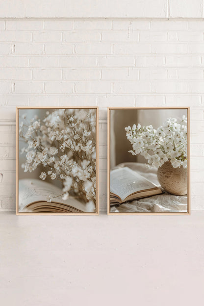 OLEKA CANVAS - TIMELESS BEAUTY DUO, 2 Oeuvres sur toile étirée, encadré Naturel Clair