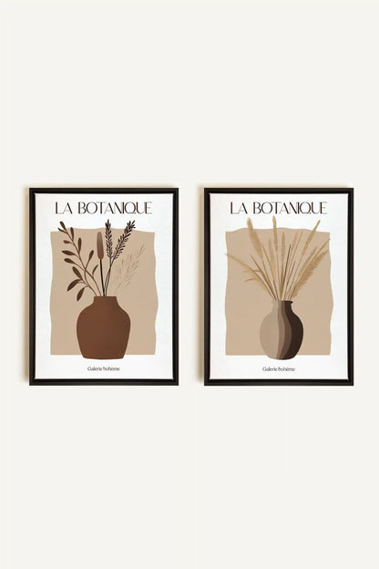 BOTANIQUE DUO, 2 Works on stretched canvas, black framed