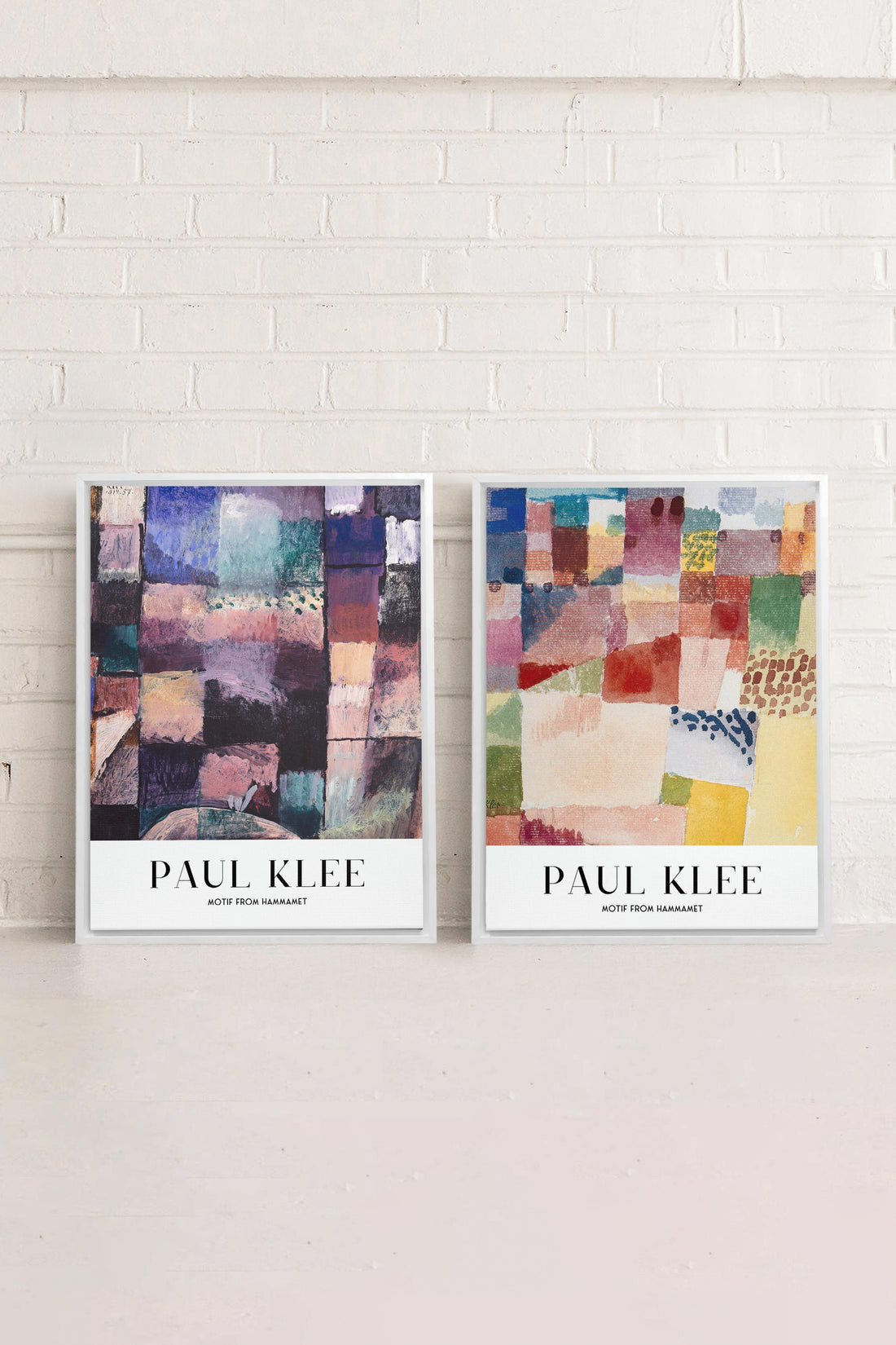 OLEKA CANVAS - DUO PAUL KLEE, 2 Oeuvres sur toile étirée, encadré Blanc
