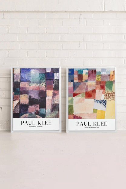 OLEKA CANVAS - DUO PAUL KLEE, 2 Oeuvres sur toile étirée, encadré Blanc